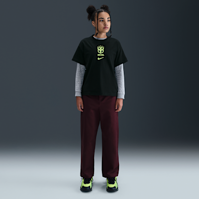 Playera de fútbol Nike para niños talla grande Brazil Premium Goalkeeper