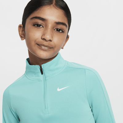 Nike Dri-FIT top met halflange rits en lange mouwen voor meisjes