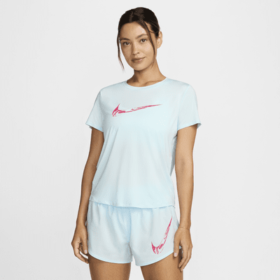 Haut de running à motif et manches courtes Dri-FIT Nike One pour femme