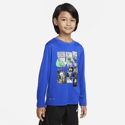 Bergantín vertical creencia Nike Dri-FIT Little Kids' Long-Sleeve T-Shirt. Nike.com