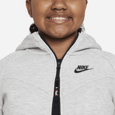 Bluza z kapturem i zamkiem na całej długości dla dużych dzieci (dziewcząt) Nike Sportswear Tech Fleece (szerszy rozmiar)