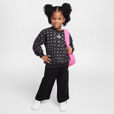 Nike Essentials Little Kids' Printed French Terry Crew Top
