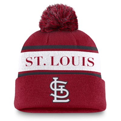 Gorro Nike de la MLB con dobladillo y pompón para hombre St. Louis Cardinals Team Stripe Peak