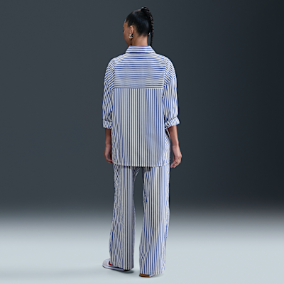 Pants rayados holgados de tiro medio para mujer Nike Sportswear Chill Poplin