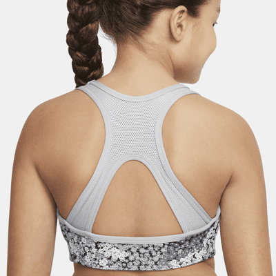 Nike Dri-FIT Swoosh Big Kids' (Girls') Printed Reversible Sports Bra