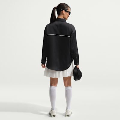 나이키 스포츠웨어 여성 오버사이즈 새틴 긴팔 탑