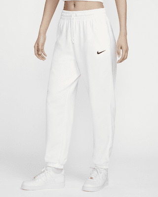 nike mini metallic swoosh oversized joggers in cream