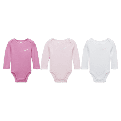 Nike Essentials Baby (0-9M) 3-Pack Long Sleeve Bodysuits