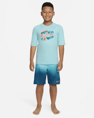 Nike Kids' Dri-Fit Short Sleeve Hydroguard Swim Top in Midnight Navy