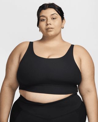 Женские  Nike Zenvy Rib Light-Support Non-Padded Longline Sports Bra (Plus Size)