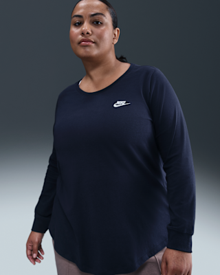 Женская футболка Nike Sportswear Club Long-Sleeve (Plus Size)