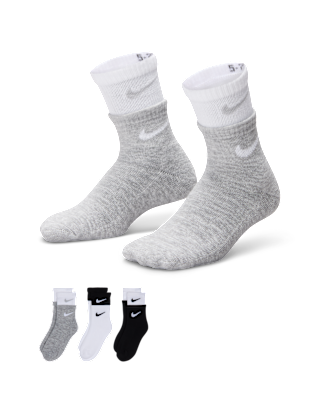 Детские носки Nike Little Kids' Double Welt Ankle Socks (3 Pairs)
