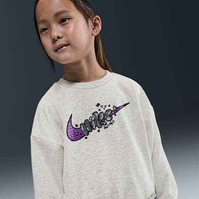 Conjunto de sudadera de cuello redondo sin cierre y pants cargo de French Terry para niños talla pequeña Nike