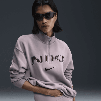 Nike Sportswear Phoenix Fleece Bol Kesimli Çeyrek Fermuarlı Logolu Kadın Üstü