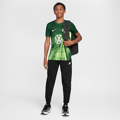 Haut de foot à manches courtes Replica Nike Dri-FIT VfL Wolfsburg 2025/2026 Stadium Domicile pour ado