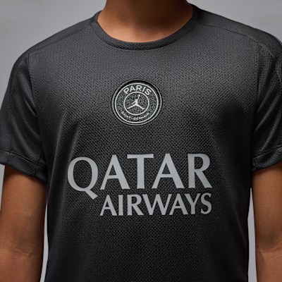 Haut de foot à manches courtes Jordan Dri-FIT Paris Saint-Germain Strike 4e tenue pour ado
