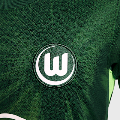 Haut de foot à manches courtes Replica Nike Dri-FIT VfL Wolfsburg 2025/2026 Stadium Domicile pour ado