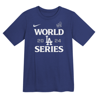 Playera Nike de la MLB para niños talla grande Los Angeles Dodgers 2024 World Series Authentic Collection