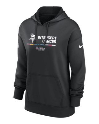 NIKE MINNESOTA VIKINGS THERMA-FIT HOODIE SWEATSHIRT GREY BLACK NEW