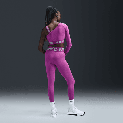 Γυναικεία crop μπλούζα Dri-FIT με ασύμμετρη σχεδίαση Nike Pro Shine