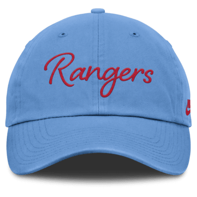 Gorra Nike de la MLB ajustable para mujer Texas Rangers Cooperstown Script