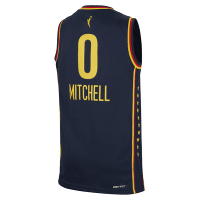 Jersey Nike Dri-FIT de la WNBA Swingman para niños talla grande Kelsey Mitchell Indiana Fever 2024 Explorer Edition