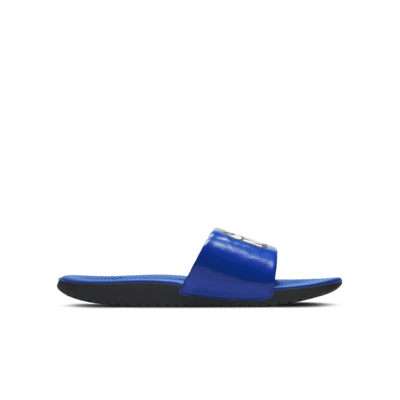 all blue nike slides