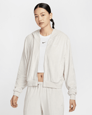 Women's Loose Velour Full-Zip Hoodie