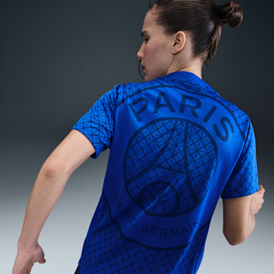 Kortärmad fotbollströja för uppvärmning Paris Saint-Germain Academy Pro Nike Dri-FIT för kvinnor (hemmaställ)