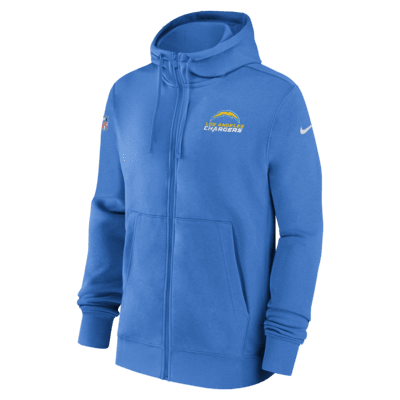 Sudadera con gorro de cierre completo Nike de la NFL para hombre Los  Angeles Chargers Sideline Club.