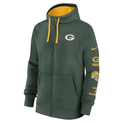 Sudadera con gorro Nike de la NFL de cierre completo para hombre Green Bay Packers Club