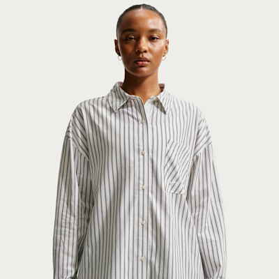 Nike Sportswear Chill Poplin Women's Oversized Woven Long-Sleeve Striped Top