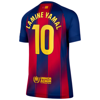 Lamine Yamal Barcelona 2025/26 Stadium Home Women's Nike Dri-FIT Soccer Jersey