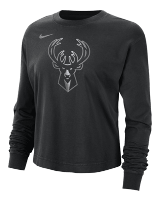 Женская футболка Milwaukee Bucks Courtside Nike NBA Shine Boxy Long-Sleeve