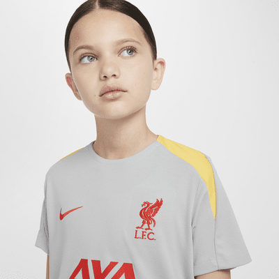 Dzianinowa koszulka piłkarska z krótkim rękawem dla dużych dzieci Nike Dri-FIT Liverpool F.C. Strike (wersja trzecia)