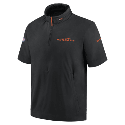 Cincinnati Bengals Sideline Coach Men's Nike NFL 1/2-Zip Short-Sleeve Hooded Jacket