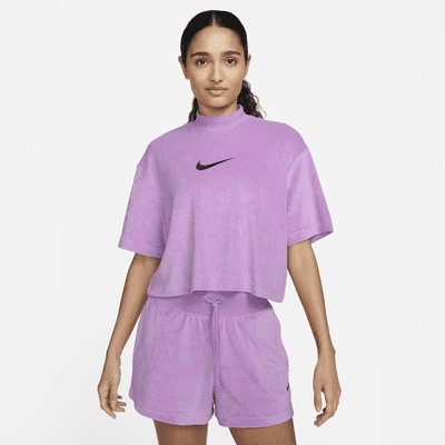 Nike Sportswear Women's Mock-Neck Short-Sleeve Terry Top. Nike UK