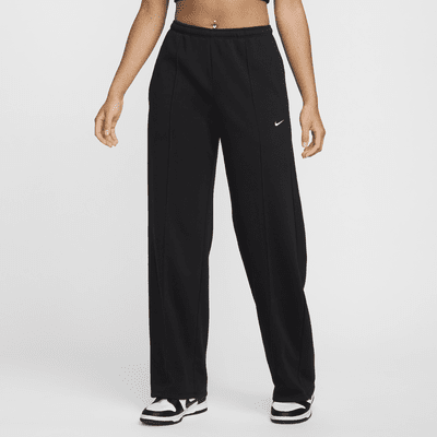 Pants de entrenamiento de French Terry de tiro medio con dobladillo abierto para mujer Nike Sportswear Chill Terry