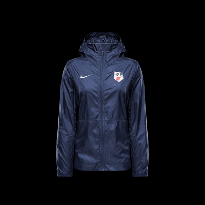 Chamarra con gorro de fútbol para lluvia Nike para mujer de la selección nacional de fútbol masculino de Estados Unidos Academy Pro