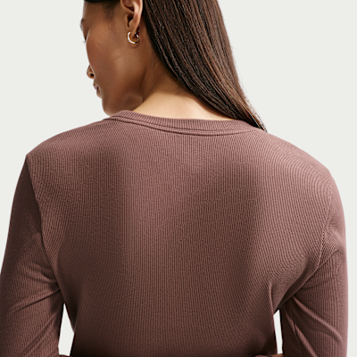 Nike Sportswear aansluitend geribd T-shirt met lange mouwen voor dames