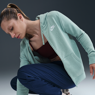 Sudadera con gorro de cierre completo para mujer Nike Sportswear Club Fleece
