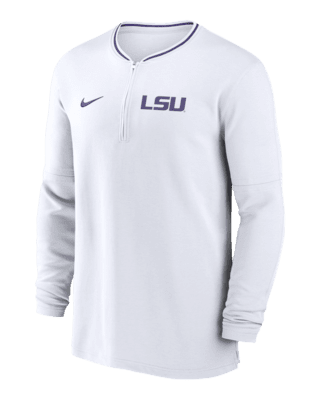 Мужские  LSU Tigers Sideline Coach Nike Dri-FIT College 1/2-Zip Long-Sleeve Top