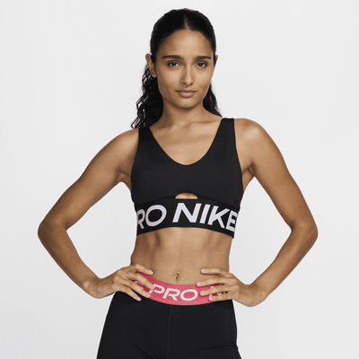 Nike Pro Indy Plunge közepes tartást adó, párnázott női sportmelltartó