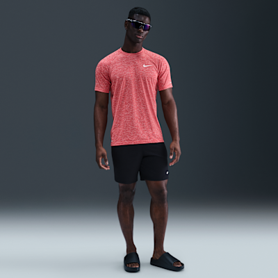 Camiseta Hydroguard de natación de manga corta de tela jaspeada para hombre Nike