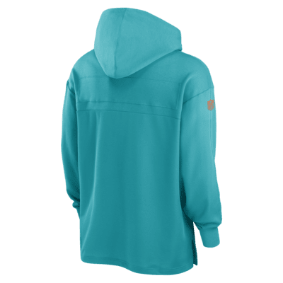 MIAMI DOLPHINS TEAM ISSUED GREY NIKE DRI FIT HOODIE BIG MIDDLE LOGO 2XL