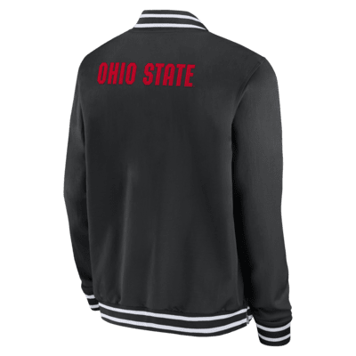 Chamarra bomber universitaria Nike con cierre completo para hombre Ohio State Buckeyes Sideline