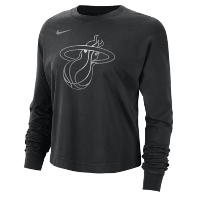 Miami Heat Courtside Women's Nike NBA Shine Boxy Long-Sleeve T-Shirt