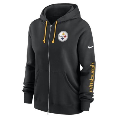 Sudadera con gorro de la NFL Nike de cierre completo para mujer Pittsburgh Steelers Phoenix