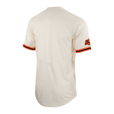 Nike Men's Oklahoma State University Pinstripe Full Button Replica Baseball Jersey Medium / White