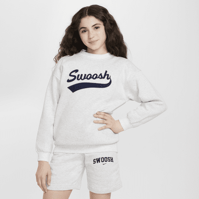 Sudadera de cuello redondo oversized para niña talla grande Nike Sportswear Club Fleece